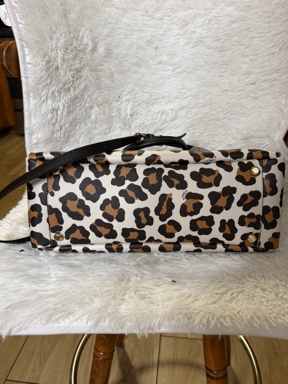 Coach Morgan Satchel Leopard Print Chalk Multi Crossbody Bag F35890 NWT - Picture 4 of 8